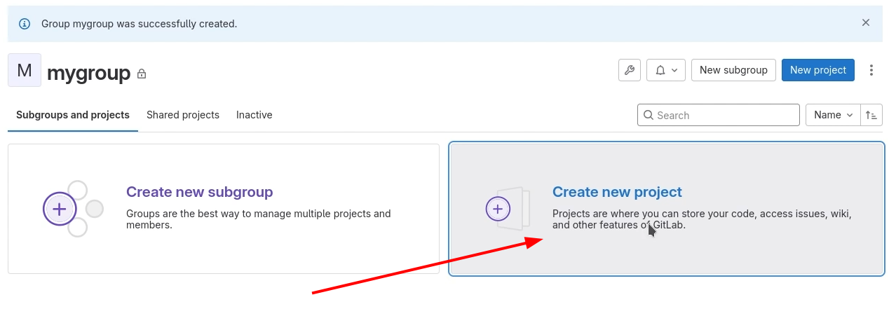 Create new project in GitLab